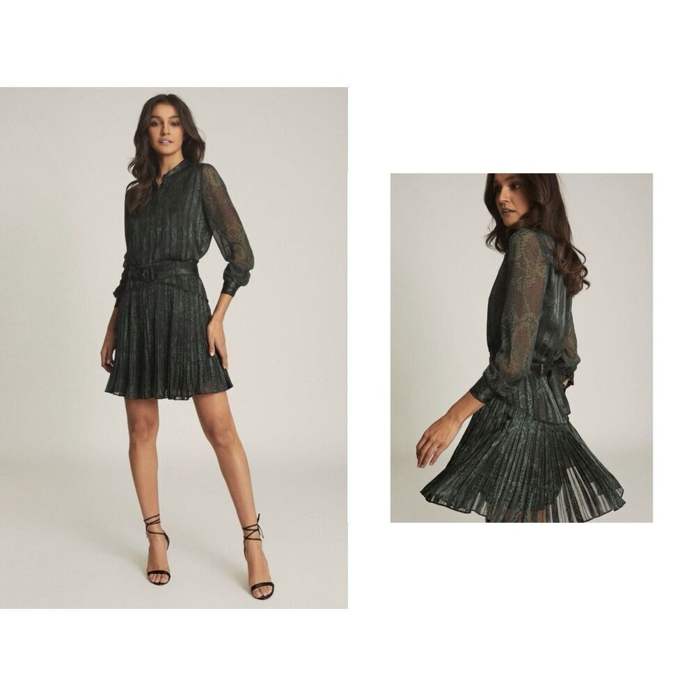 REISS Gillian Snake Print Mini Dress
